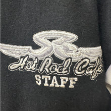 Load image into Gallery viewer, Vintage Steve & Barry’s Hot Rod Café Varsity Bomber Jacket Large