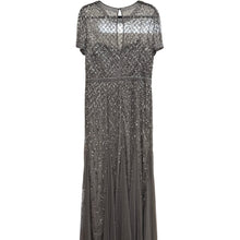 Load image into Gallery viewer, Adrianna Papell Beaded Mesh Evening Gown Gray Size 4 Formal Dress