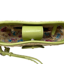 Load image into Gallery viewer, Brighton Straw Crossbody Bag Lime Green Woven Heart Charm w/ Box