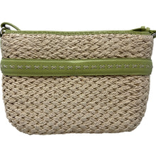 Load image into Gallery viewer, Brighton Straw Crossbody Bag Lime Green Woven Heart Charm w/ Box