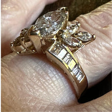 Load image into Gallery viewer, Vintage 14K Gold 2.08CTW Marquise Diamond Bypass Ring Size 7 6.01g
