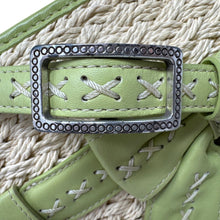 Load image into Gallery viewer, Brighton Straw Crossbody Bag Lime Green Woven Heart Charm w/ Box