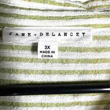 Load image into Gallery viewer, Jane + Delancey 3X Green White Striped Roll Tab Button Shirt Pool Cover Up