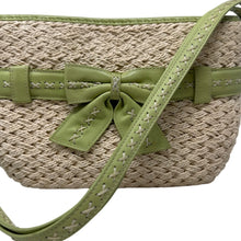 Load image into Gallery viewer, Brighton Straw Crossbody Bag Lime Green Woven Heart Charm w/ Box