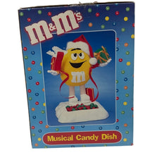 Load image into Gallery viewer, M & M's Musical Candy Dish Yellow Christmas Music Vintage New