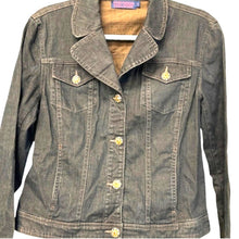 Load image into Gallery viewer, Tribal Denim Stretch Jacket Size 8 Rhinestone Accent Buttons Blue Jean Jacket