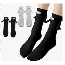 Load image into Gallery viewer, Smilelife Magnetic Holding Hands Socks 2 Pairs Black White Novelty Couples Gift