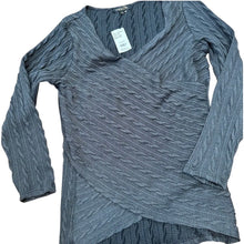 Load image into Gallery viewer, Suzanne Betro Cable Knit Surplice Sweater 1X Charcoal NWT
