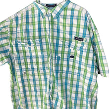 Load image into Gallery viewer, Columbia PFG Super Bonehead Men’s 2XT Plaid Vented Fishing Shirt Green Blue