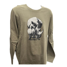 Load image into Gallery viewer, Rhinos Without Borders Protect Us Long Sleeve Shirt Large Rhino Tee