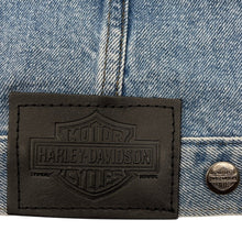 Load image into Gallery viewer, Harley Davidson Denim Jacket Large Embroidered Logo Blue Trucker