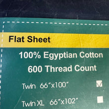 Load image into Gallery viewer, Twin Flat Sheet 100% Egyptian Cotton 600 Thread Count Navy Blue Stripe NEW
