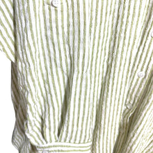 Load image into Gallery viewer, Jane + Delancey 3X Green White Striped Roll Tab Button Shirt Pool Cover Up
