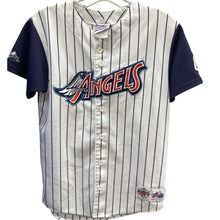 Load image into Gallery viewer, Vintage Anaheim Angels Majestic Jersey Youth L Fits Adult Small Pinstripe MLB