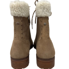 Load image into Gallery viewer, Kate Spade Rafferty Suede Shearling Lace Up Boots Tan 6.5 New Box