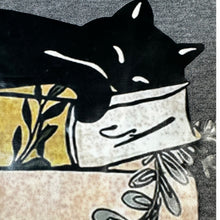 Load image into Gallery viewer, EUOW Book Cat Graphic T-Shirt Womens 3XL Gray Books Floral Black Cat Tee
