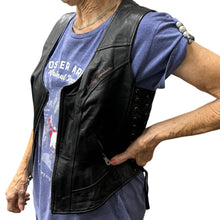 Load image into Gallery viewer, Harley-Davidson Women’s Black Leather Lace Up Vest Wing Logo Large