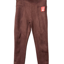 Load image into Gallery viewer, SPANX Faux Suede Leggings Medium Dark Terracotta Merlot Burgundy NWT High Rise