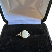 Load image into Gallery viewer, 18K White Gold Opal & Diamond Ring 3.23g Size 6.25