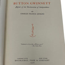 Load image into Gallery viewer, Vintage 1926 Book Button Gwinnett Declaration Independence Numbered 1st Edition