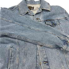 Load image into Gallery viewer, Harley Davidson Denim Jacket Large Embroidered Logo Blue Trucker