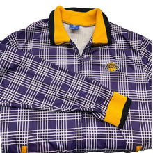 Load image into Gallery viewer, LA Lakers Zip Up Jacket Plaid Logo Back NBA Blue Label XL
