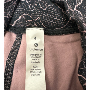 Lululemon Align Crop Lacescape Spanish Rose Black Yoga Pants Size 4