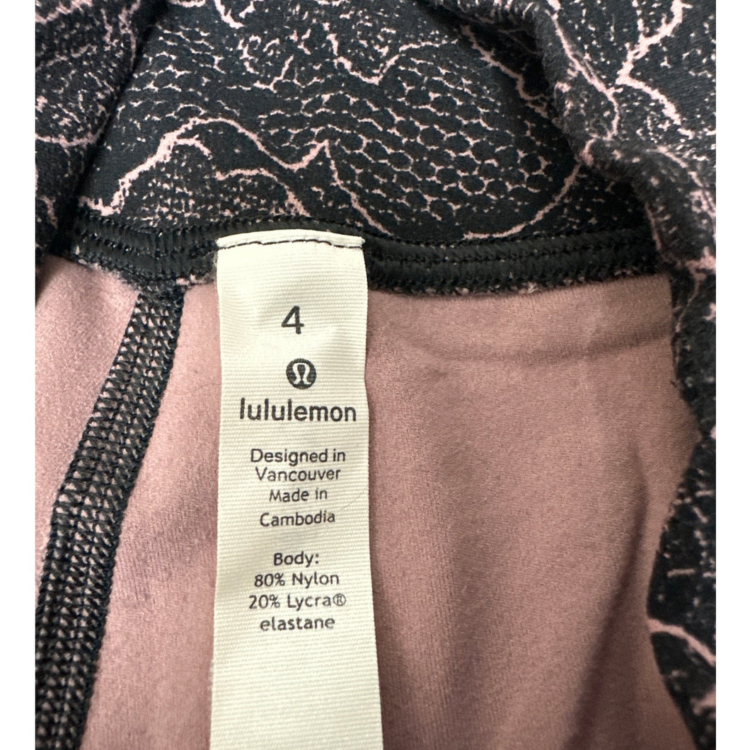 Lululemon Align Crop Lacescape Spanish Rose Black Yoga Pants Size 4
