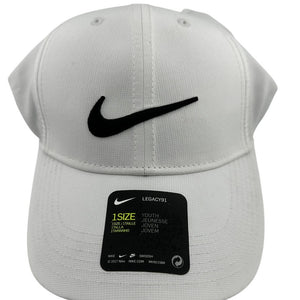 Nike Legacy91 Dri-FIT Youth Hat White Black Swoosh 942207-100 NWT