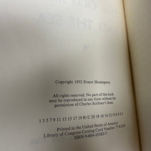 The Old Man And The Sea by Ernest Hemingway 2nd Edition 1977