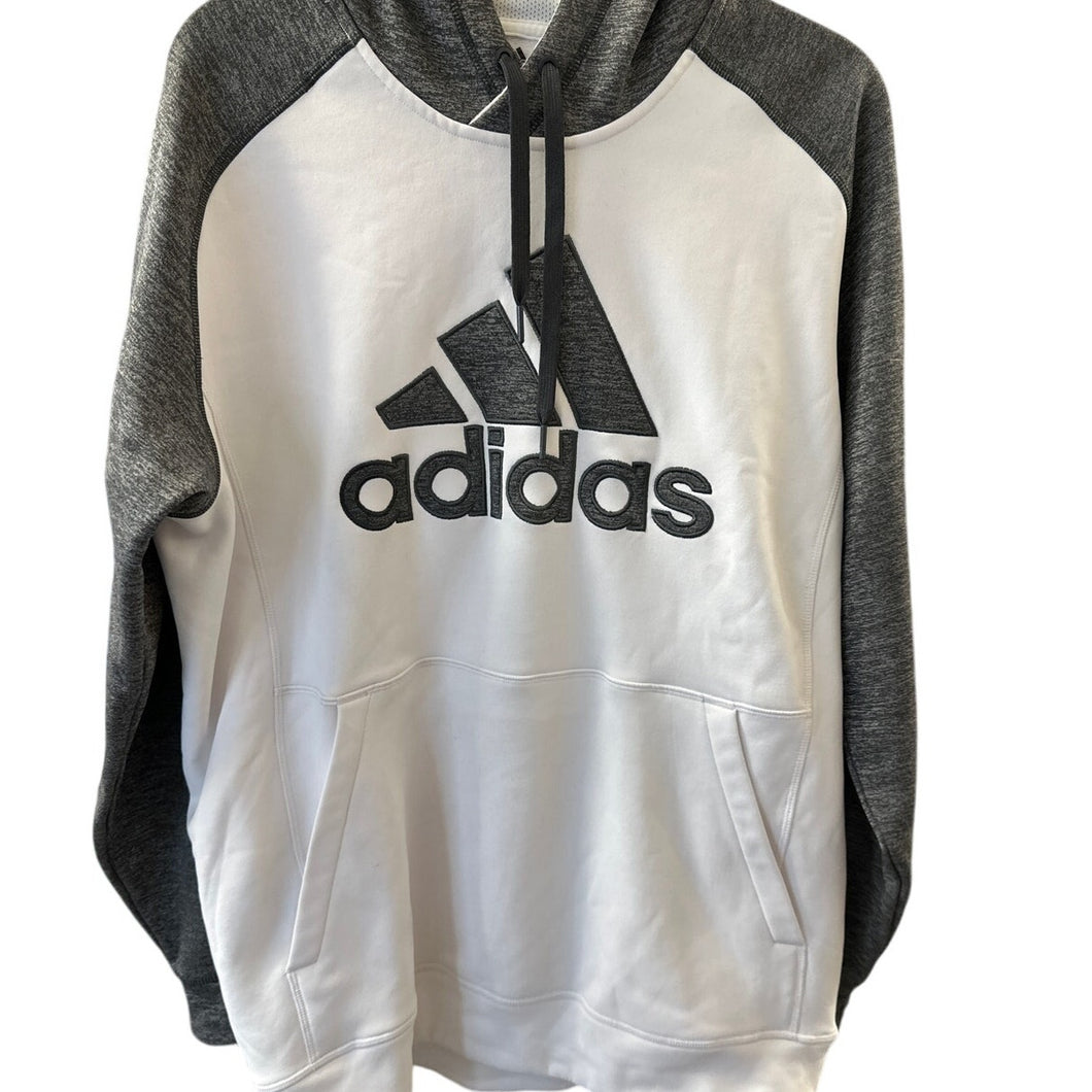 Adidas Climawarm Pullover Hoodie Large Comfy White & Grey