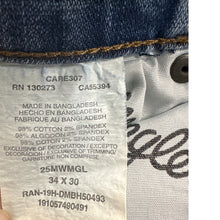 Load image into Gallery viewer, Wrangler Regular Straight Men’s Jeans Classic Blue Distressed Stitch 34x30
