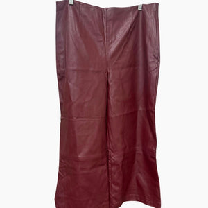 GUESS HW Denise Culotte Faux Leather Pants Burgundy Zinfandel NWT Size 12