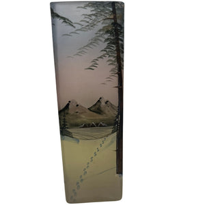 Enamel Painted Art Glass Scenic Forest Vase Made in Czecholovakia