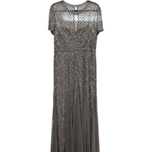 Load image into Gallery viewer, Adrianna Papell Beaded Mesh Evening Gown Gray Size 4 Formal Dress
