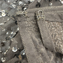 Load image into Gallery viewer, Adrianna Papell Beaded Mesh Evening Gown Gray Size 4 Formal Dress
