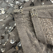 Load image into Gallery viewer, Adrianna Papell Beaded Mesh Evening Gown Gray Size 4 Formal Dress
