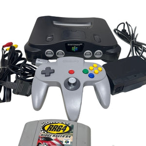 Nintendo 64 Console Bundle WORKS w/ Ridge Racer Game, Controller, Cords, Manual