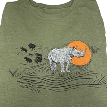 Load image into Gallery viewer, Rhino Graphic Green and Orange T-Shirt Large Vestibull Cape Town
