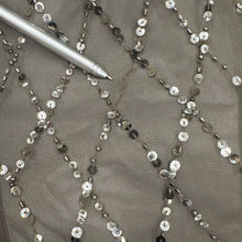 Load image into Gallery viewer, Adrianna Papell Beaded Mesh Evening Gown Gray Size 4 Formal Dress

