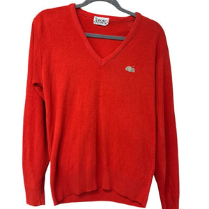 1960s Vintage Izod Lacoste Cashmere Wool V-Neck Pullover Sweater Red