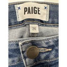 Load image into Gallery viewer, PAIGE Hoxton Crop Jeans 26 High Rise Blue Raw Hem Wear Cuffs

