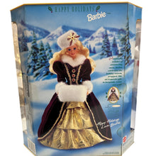 Load image into Gallery viewer, 1996 Happy Holidays Barbie Purple Eyes Special Edition NIB Box Wear
