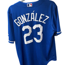 Load image into Gallery viewer, Vintage Majestic Dodgers Jersey Button Medium #23 Gonzalez
