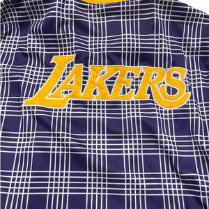 LA Lakers Zip Up Jacket Plaid Logo Back NBA Blue Label XL