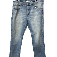 Load image into Gallery viewer, Wrangler Regular Straight Men’s Jeans Classic Blue Distressed Stitch 34x30
