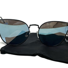 Load image into Gallery viewer, Quay Australia Blue Mirrored Aviator Cat Eye Sunglasses NWT w/ Case Pouch
