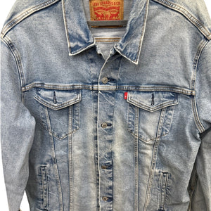Vintage Y2K Levi’s Trucker Jacket XXL Light Wash Distressed Denim 90s 2000s