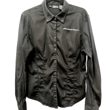 Load image into Gallery viewer, Harley Davidson Screamin Eagle Button Up Shirt Womens L Black Stretch Fitted
