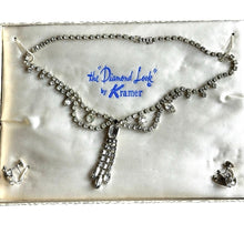 Load image into Gallery viewer, Vintage 1950s Kramer Diamond Look Rhinestone Necklace Earring Set Box
